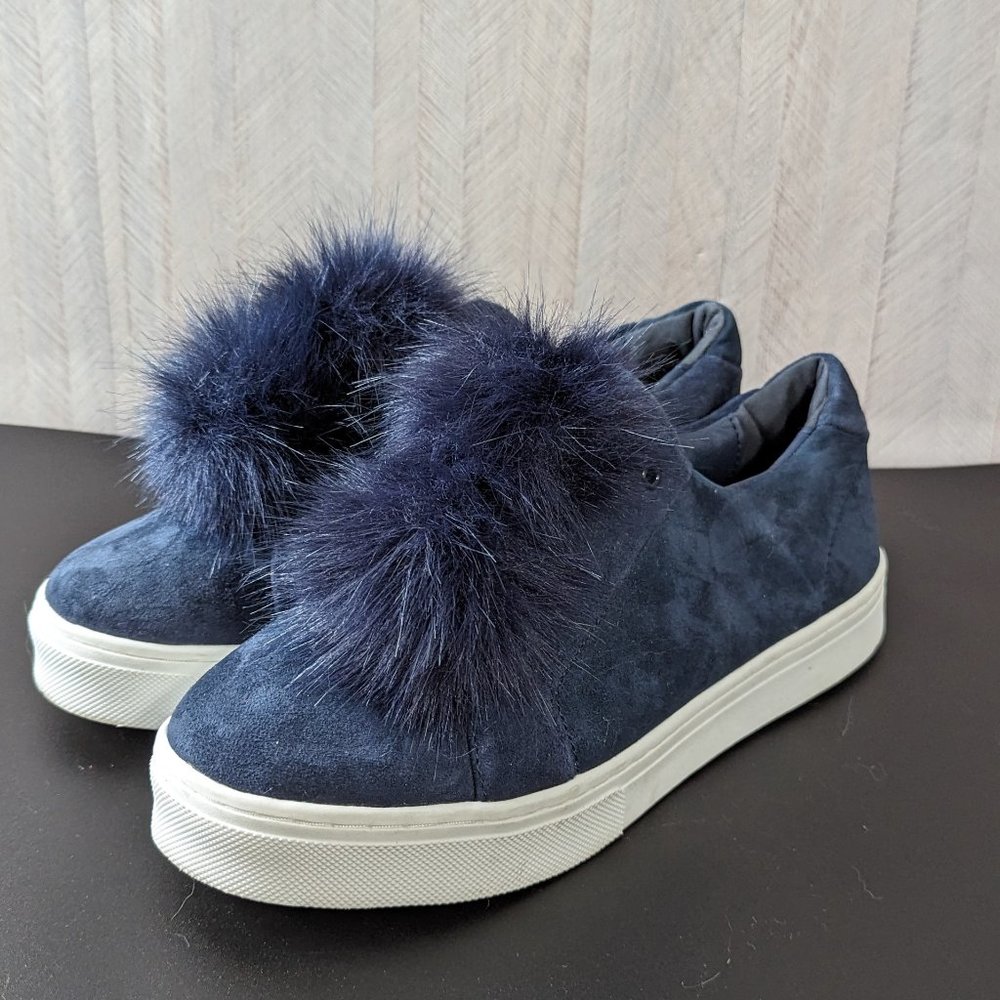 Sam Edelman Leya Leather Blue Pom Pom Sneakers Size 11